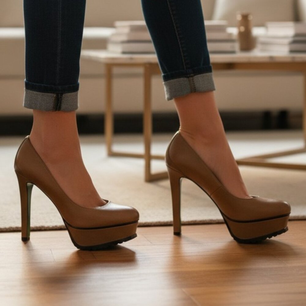 Lisa for Donald J Pliner Adelle Platform Pumps Camel 9.5